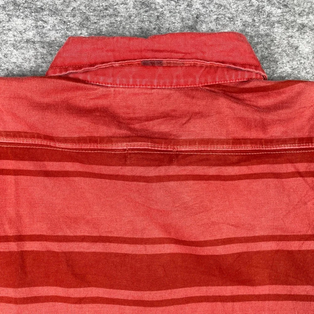 The North Face Rugby Polo Shirt Mens L Red Striped Long Sleeve Cotton Outdoor